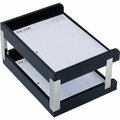 Dacasso Letter Trays, Double, Silver Posts, 13-3/4inx10-1/2inx7-1/4in, BK DACA1073